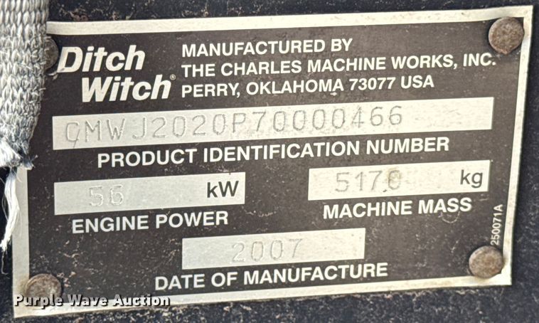 image for item ER0304 2007 Ditch Witch JT2020 Mach 1 directional boring unit