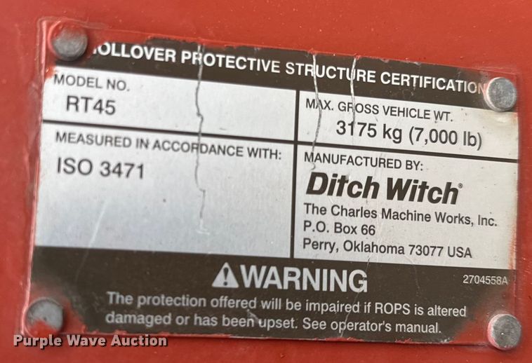 image for item ER0305 2015 Ditch Witch RT45 trencher