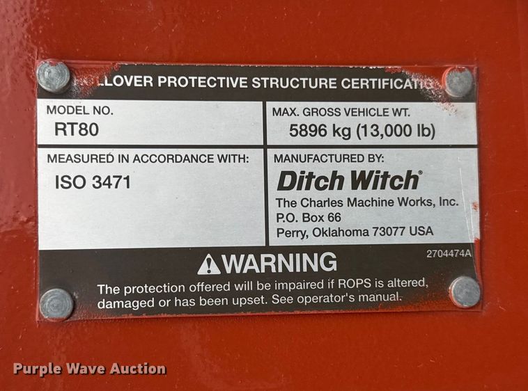 image for item ER0306 2010 Ditch Witch RT80 trencher