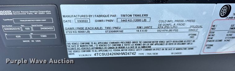 image for item ER0319 2022 Wacker Neuson G230 generator