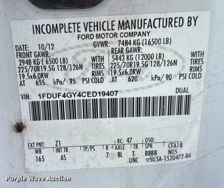 image for item ER0325 2012 Ford F450 Super Duty bucket truck