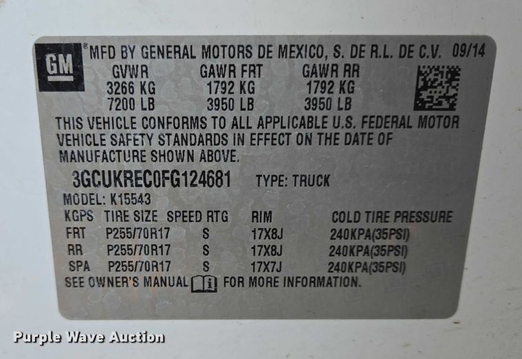 image for item ES2623 2015 Chevrolet Silverado 1500 Crew Cab pickup truck