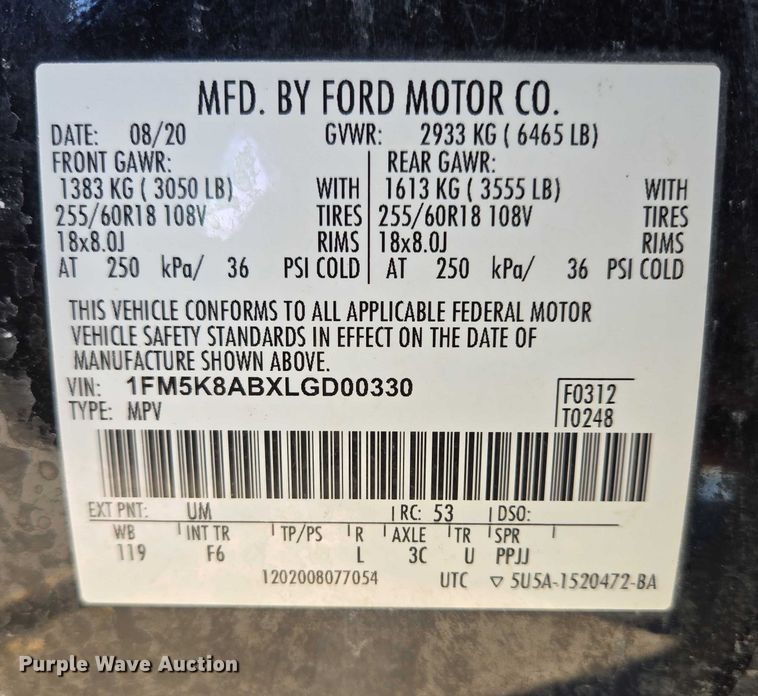 image for item ES2626 2020 Ford Explorer SUV