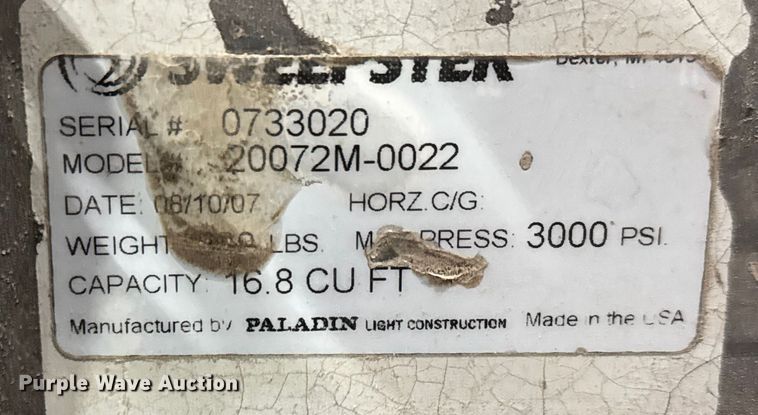 image for item ET4040 2007 Paladin Sweepster 20072M-0022 skid steer broom