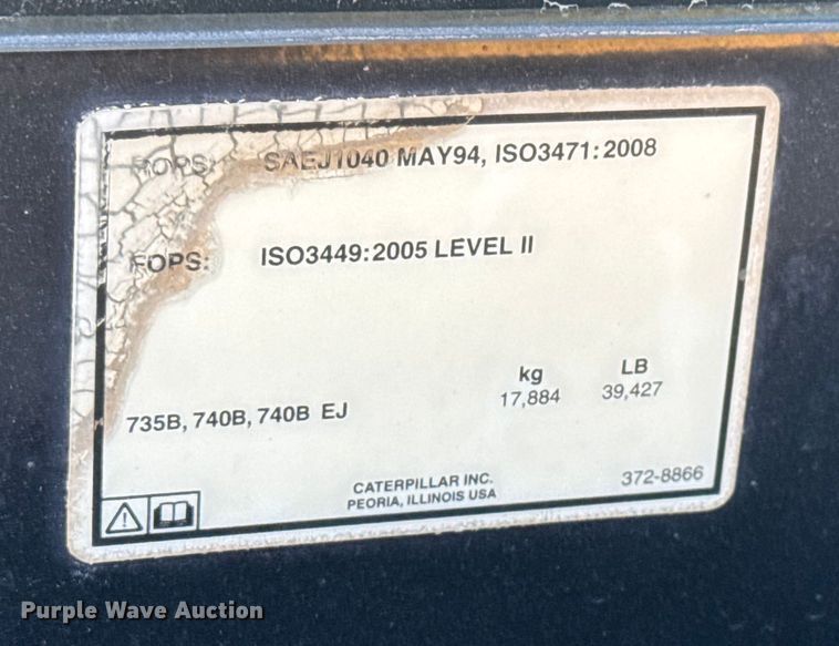 image for item ET4050 2012 Caterpillar 740B articulated haul truck