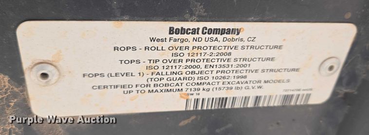 image for item ET5280 2022 Bobcat E32i mini excavator