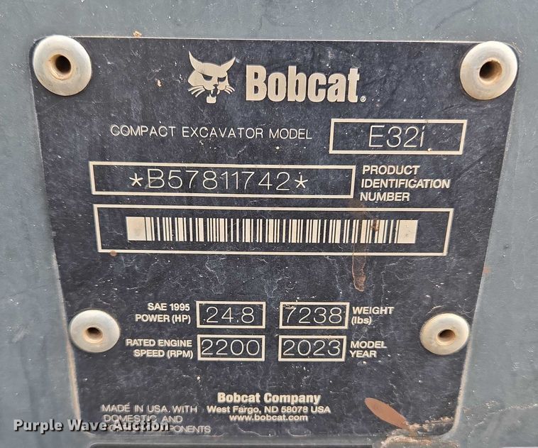 image for item ET5280 2022 Bobcat E32i mini excavator