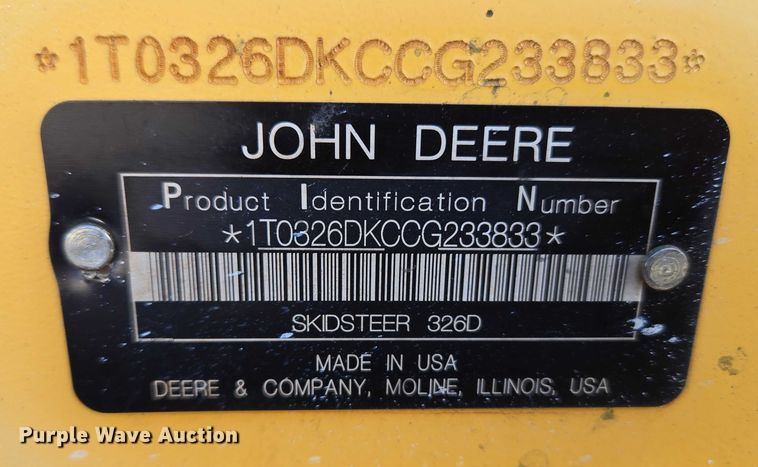 image for item ET5350 2013 John Deere 326D skid steer loader