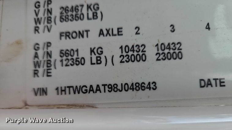 image for item ET5356 2008 International SF625 dump truck