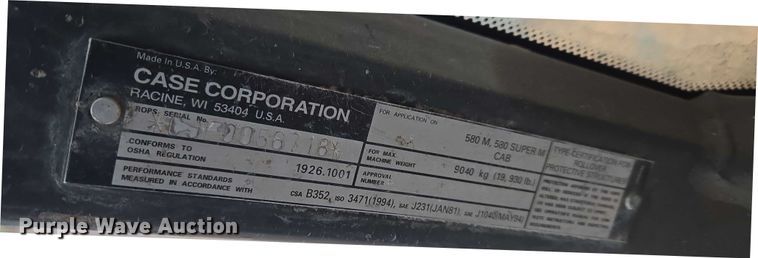 image for item ET5368 2002 Case 580 Super M backhoe