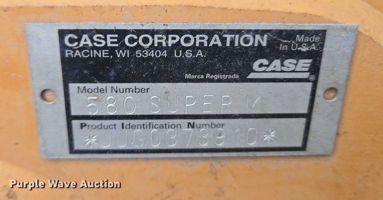 image for item ET5368 2002 Case 580 Super M backhoe