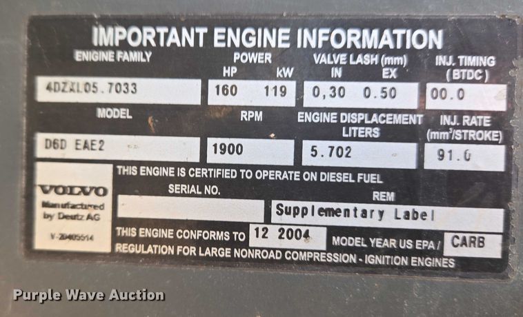 image for item ET5375 2005 Volvo EC210B LC excavator