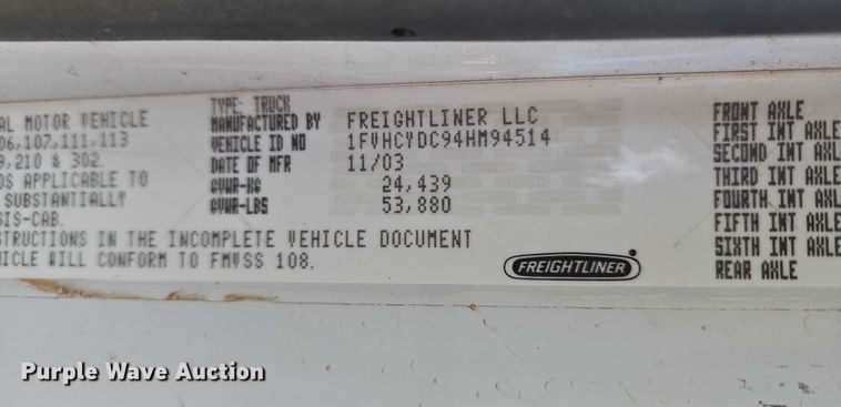 image for item ET5414 2004 Freightliner M2 water truck