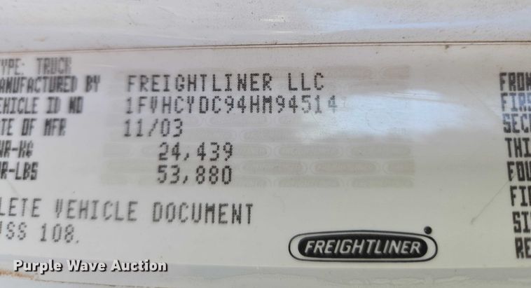 image for item ET5414 2004 Freightliner M2 water truck