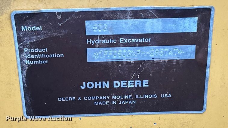 image for item ET6676 2018 John Deere 50G mini excavator