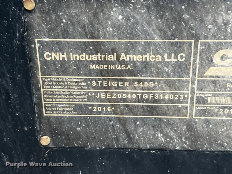 image for item ET6678 2018 Case IH Steiger 540S 4WD tractor