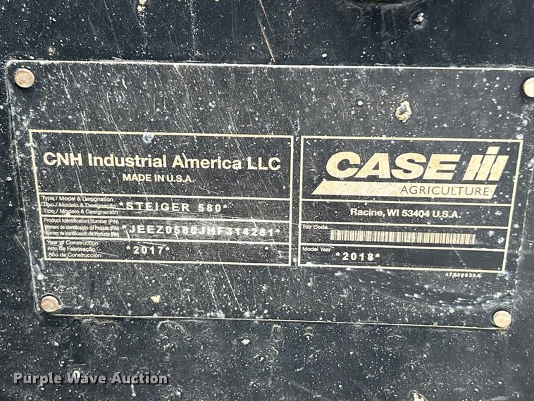 image for item ET6679 2017 Case IH Steiger 580 4WD tractor
