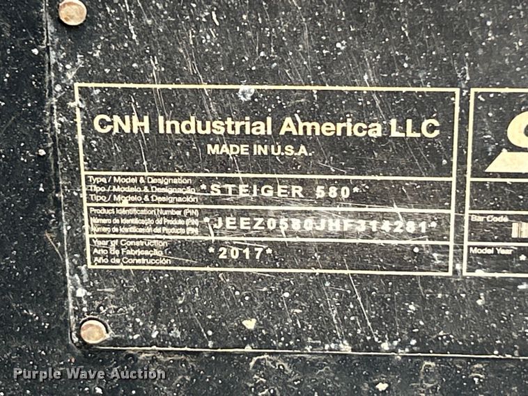 image for item ET6679 2017 Case IH Steiger 580 4WD tractor