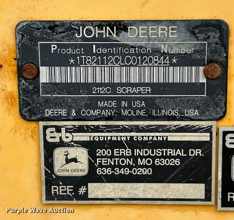 image for item ET6684 2012 John Deere 2112C scraper