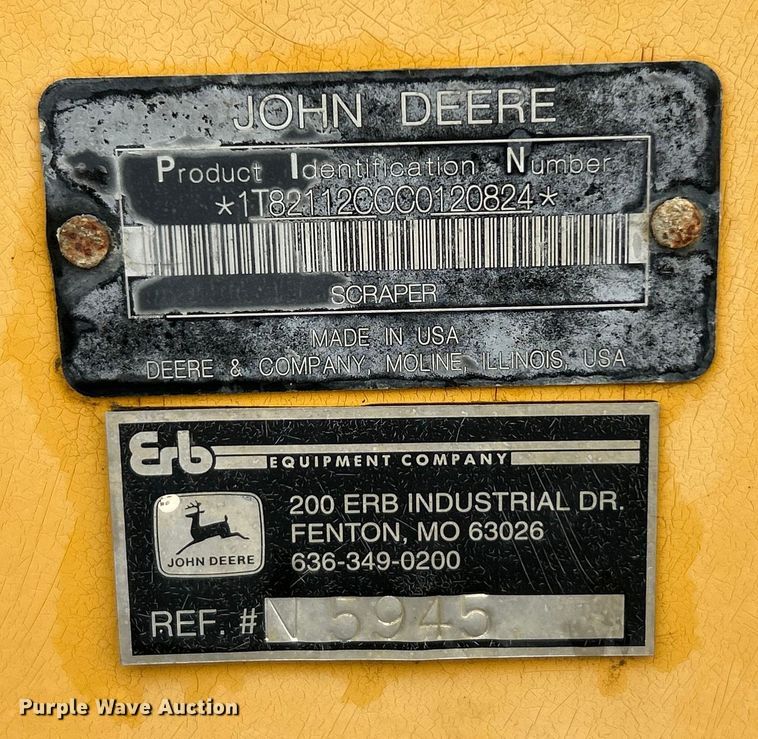 image for item ET6685 2012 John Deere 2112C scraper