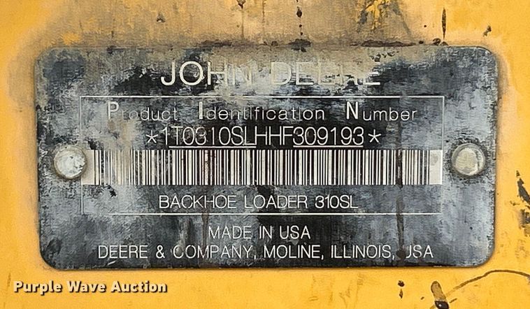 image for item ET6701 2017 John Deere 310SL backhoe
