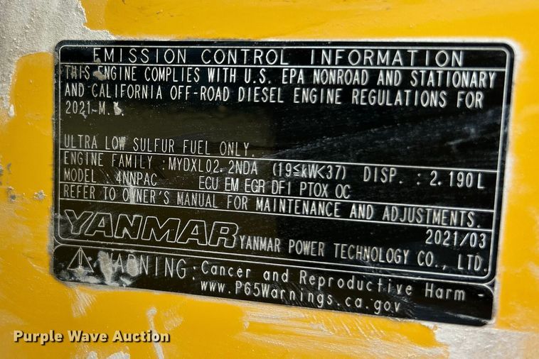 image for item ET6702 2021 John Deere 50G mini excavator