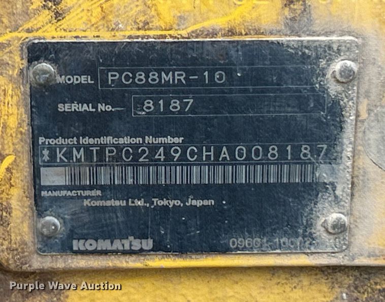 image for item ET6712 2018 Komatsu PC88MR-10 mini excavator