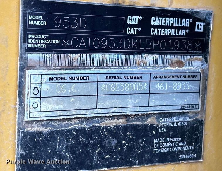 image for item ET6715 2015 Caterpillar 953D track loader