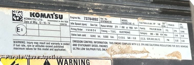 image for item ET6717 2016 Komatsu PC360LC-11 excavator