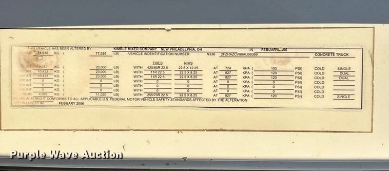 image for item ET6727 2006 Sterling L-Line ready mix truck