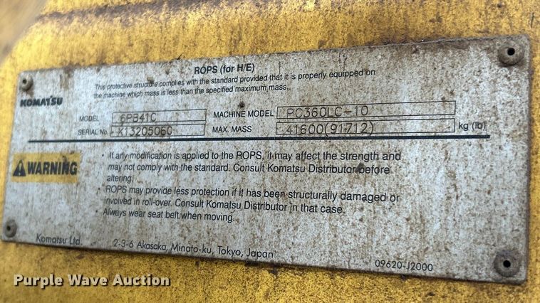 image for item ET6743 2014 Komatsu PC360LC-10 excavator