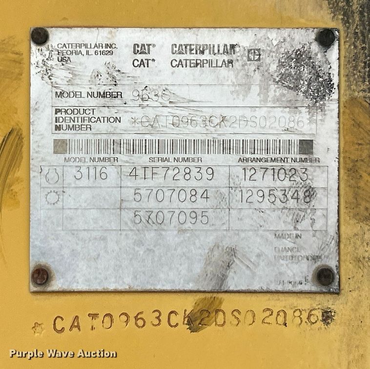 image for item ET6745 Caterpillar 963C track loader