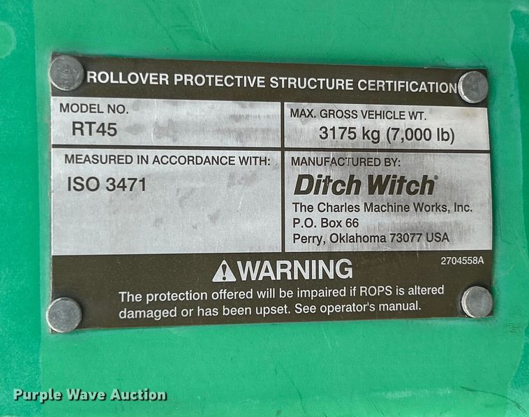 image for item ET6752 2014 Ditch witch RT45 trencher