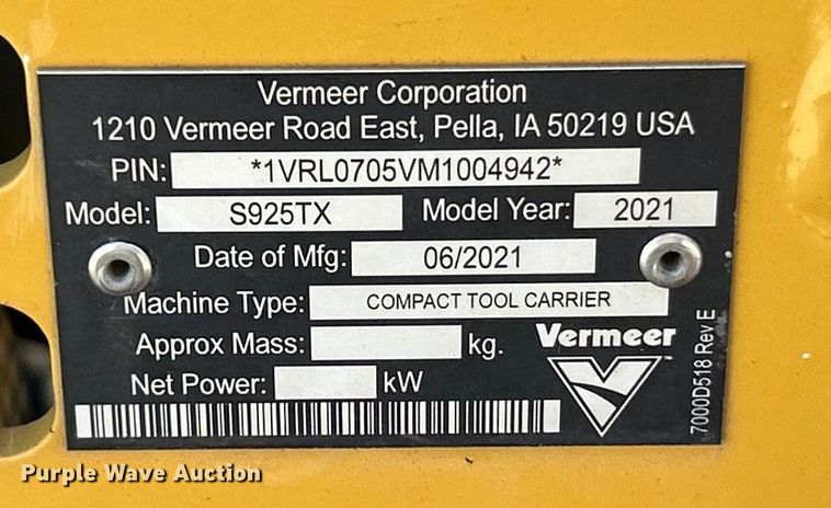 image for item ET6764 2021 Vermeer S925TX compact utility loader