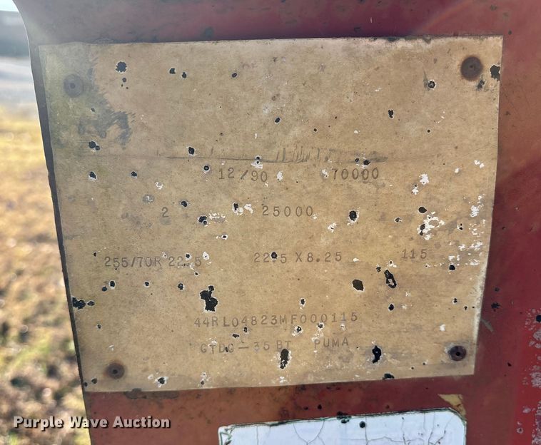 image for item ET7341 1991 Globe GTDG-35 BT Puma lowboy equipment trailer