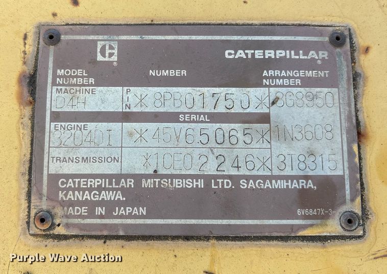 image for item ET7342 1987 Caterpillar D4H dozer