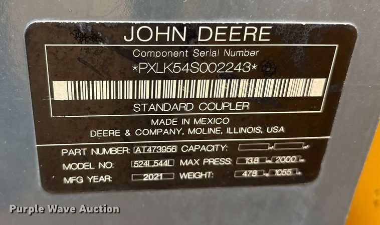 image for item ET7351 2021 John Deere 524P wheel loader