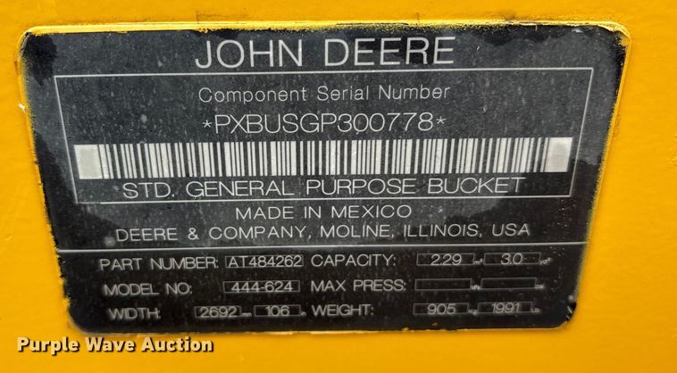 image for item ET7351 2021 John Deere 524P wheel loader