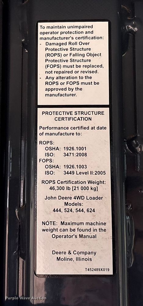 image for item ET7351 2021 John Deere 524P wheel loader