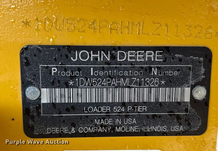 image for item ET7351 2021 John Deere 524P wheel loader
