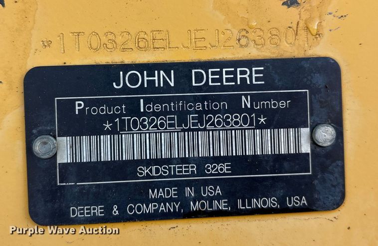 image for item ET7396 2014 John Deere 327E Skid steer