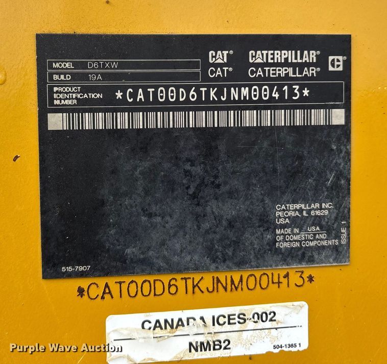 image for item ET7400 2018 Caterpillar D6T XW dozer