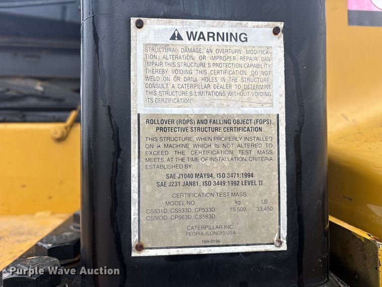 image for item ET7403 2001 Caterpillar CS-563D single drum vibratory roller