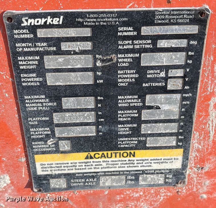 image for item ET7437 2010 Snorkel S3246 scissor lift