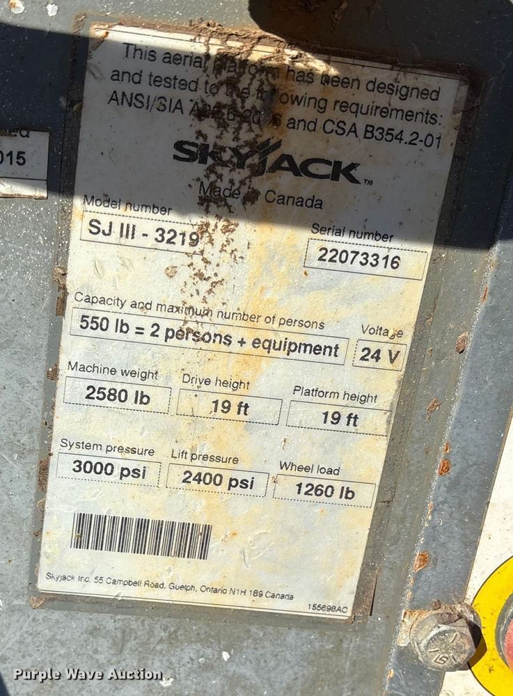 image for item ET7439 (3) Skyjack SJIII 3219 scissor lifts