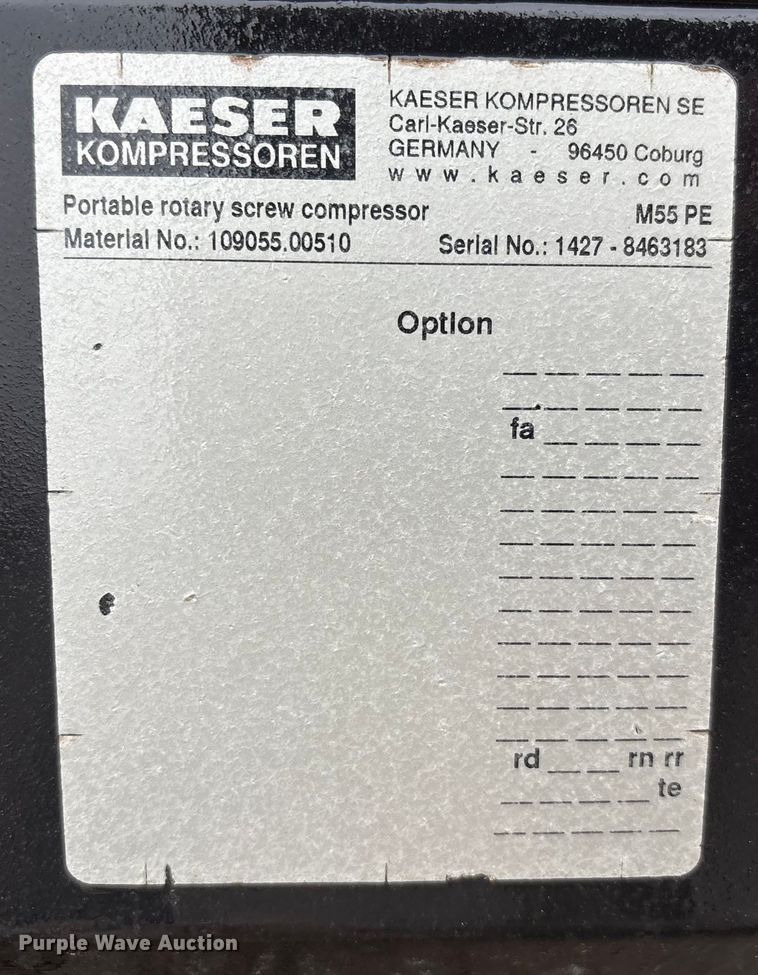image for item EU4717 2022 Kaeser M55 air compressor