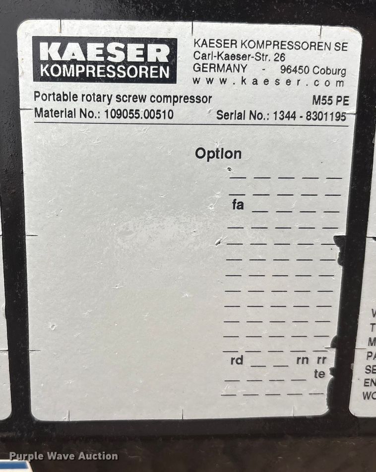 image for item EU4718 2021 Kaeser M55 air compressor