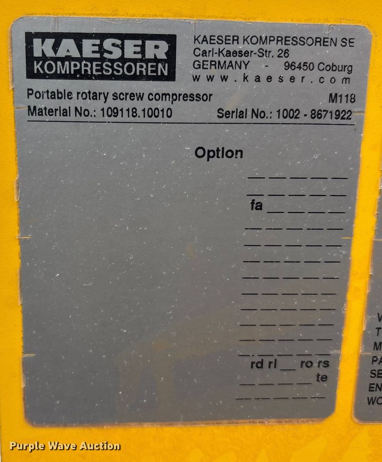 image for item EU4722 2022 Kaeser M118 air compressor