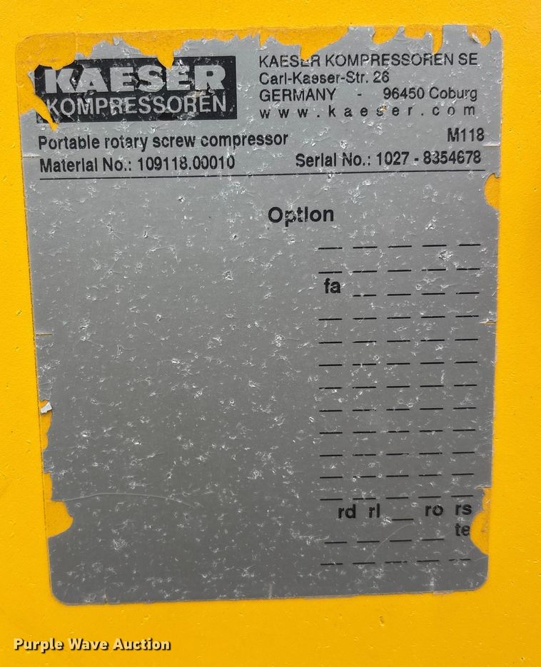 image for item EU4723 2021 Kaeser M118 air compressor