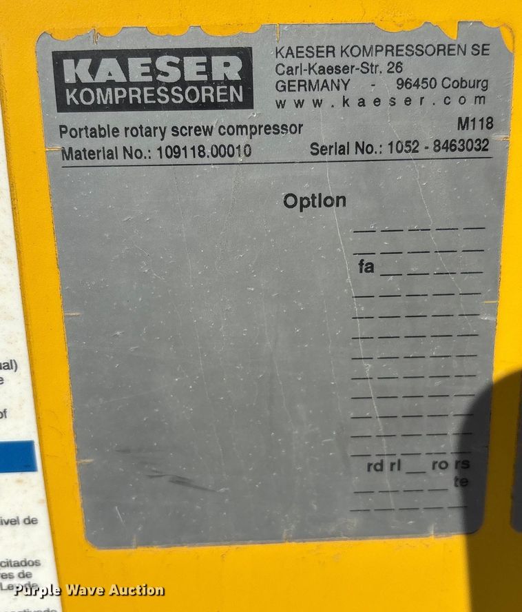 image for item EU4725 2022 Kaeser M118 air compressor